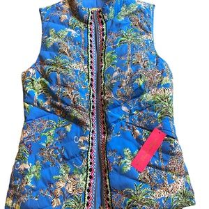 Lilly Pulitzer Deanne Reversible Vest- Blue Thistle /Tiger Queen - M NWT